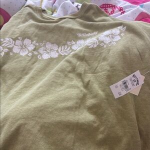 Billabong Green Short Sleeve Tee with Lace Detail